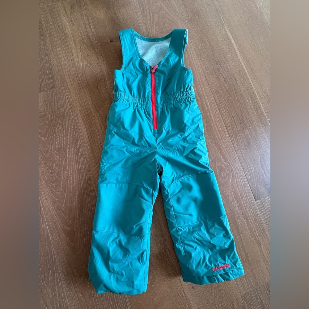 Columbia Kids Puffer Overalls - Teal and Pink
